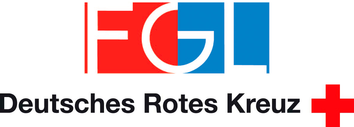Logo oben FGL Abkürzung steht für Forschungsgruppe Geriatrie Lübeck Logo darunter vom Deutschen Roten Kreuz Abkürzung DRK